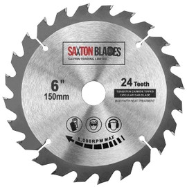 Saxton TCT Circular Saw Blade 150mm x 20mm bore x 24 teeth + 16mm and 10mm Ring Compatible with Ryobi Bosch