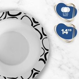 WHISC Deluxe Disposable Soup Bowl 14 oz [Pack of 10] - Dinnerware Set For Weddings, Christmas, Thanksgiving- Heavyweight Plastic Serving [Pattern Collection]