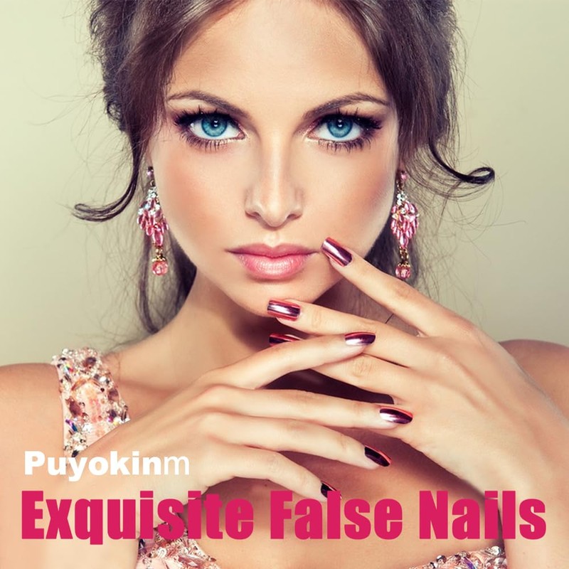 Press on Nails Long Coffin Fake Nails Gold Glitter False