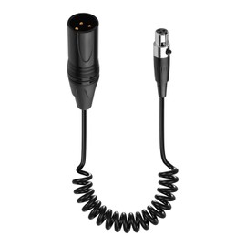 CERRXIAN Mini XLR Female to XLR Male Coiled Cable 1.64FT (3 Pin Mini XLR Female to 3 Pin XLR Male)