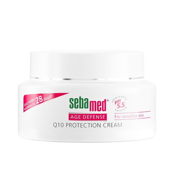 SEBAMED Q10 Face and Neck Age Defense Q10 Protection Cream pH 5.5 Reduces Wrinkles and Fine Lines Anti-Aging Moisturizer (50 Milliliters) Pack of 3