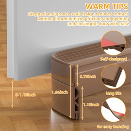 Door Draft Stopper, Door Sweep for Bottom of Door, Weather Stripping Door Seal, Under Door Draft Stopper for Exterior & Interior Doors, Under Door Gap Filler Soundproof/Insulator (Brown, 39inch)