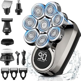 DIHOOM 6-in-1 8-head Electric Shaver,Multifunctional Shaving Head,Washable Digital Display,Long Battery Life,360-degree All-round Beauty and Cleaning:_8D shaver