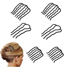 6 x U-förmige Haarkämme, Haargabel-Clips, Zähne, Haarnadel, Stick für Hochsteckfrisur, Dutt, DIY, Haarwerkzeug, Vintage-Frisur, Haarzubehör, Schwarz