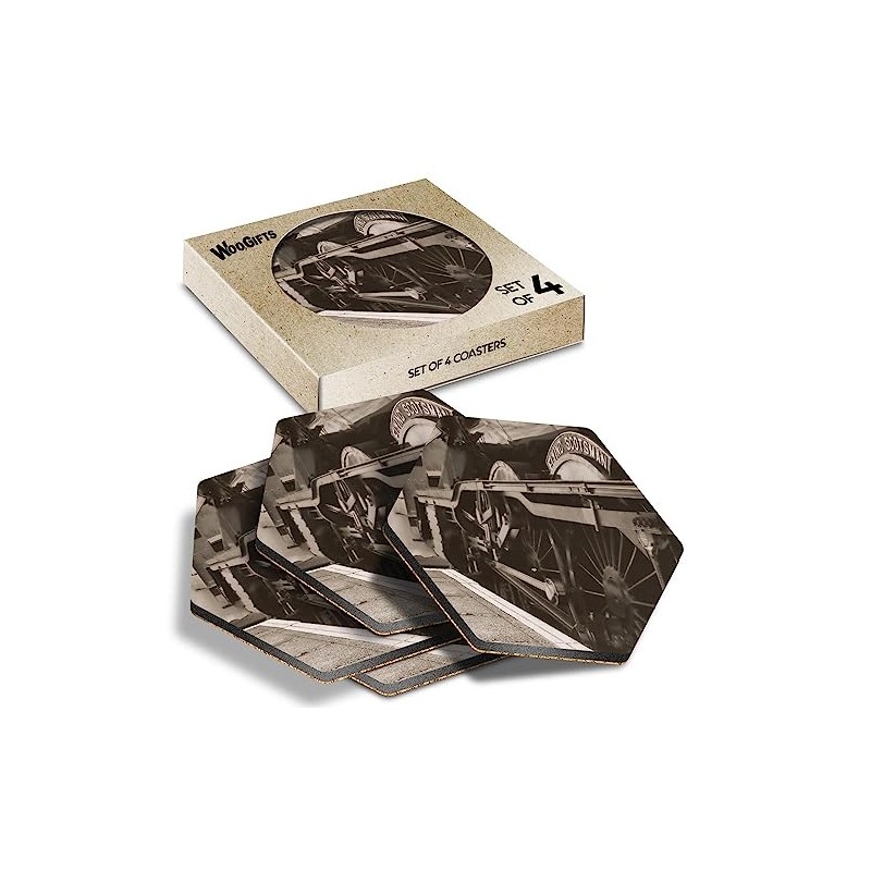 4 x Hexagon Coasters - The Flying Scotsman Steam Train