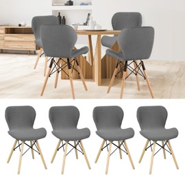 Plliocse Bar Stool Covers Stretch Bar Stool Protective Covers, Universal Bar Stool Covers Set of 6, Curved Back Kitchen Bar Stool Covers for Dining Room, Kitchen, Outdoor (Dark Grey, 4pcs)