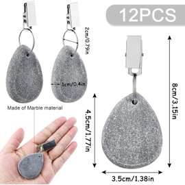 Qooloo Pack of 12 Tablecloth Weights Made of Natural Stone, Outdoor Tablecloth Weights Set, Tablecloth Weights Made of Natural Marble, Extra Heavy Weight, for Parties, Picnics, Weddings