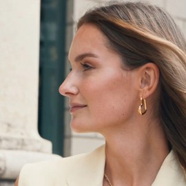 PAUL VALENTINE Heart & Soul Hoops Large Women's Stainless Steel Hoop Earrings Heart Design 27.5mm x 32mm, Stainless Steel, No Gemstone