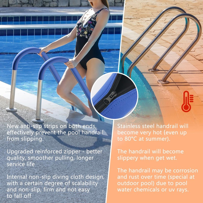 ODDMUCK 4FT Pool Handrail Covers, 48IN Patio Railing Cover with