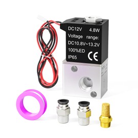 TAILONZ PNEUMATIC 1/8 Inch BSP DC12V 3 Way 2 Positions Normally Closed Solenoid Valve Air Solenoid Valve 3V1-06