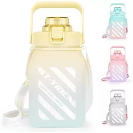 Termo motivador beber agua stickers popote colgar Botella D Agua Motivacional Con Correa 1.5 L Color Aleatorio