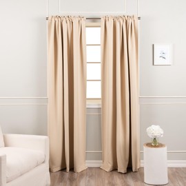 Best Home Fashion Thermal Insulated Blackout Curtains - Back Tab/Rod Pocket - Beige - 52" W x 126" L - (Set of 2 Panels)