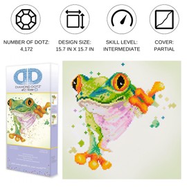DIAMOND DOTZ at Home - Leap Frog, Partial Drill, Round Dotz, Diamond Painting Kits, Diamond Art Kits for Adults, Diamond Art Frog, Diamond Art, 15.7"x15.7"
