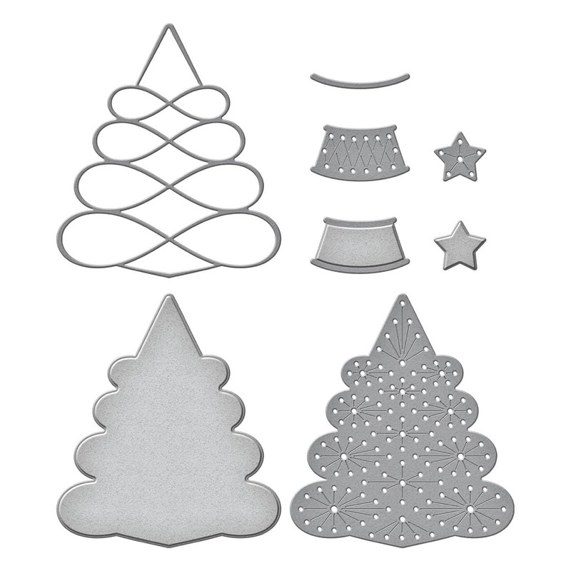 Spellbinders Stitched Christmas Tree Etched Dies, Metal