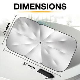 CHILL·TEK Car Windshield Umbrella, American Flag Eagle Sun Shade Umbrellas for Car Front Window, Block UV Rays Foldable Windshield Umbrella Sun Visor Protector-Keep Your Car Cool for Most Vehicles