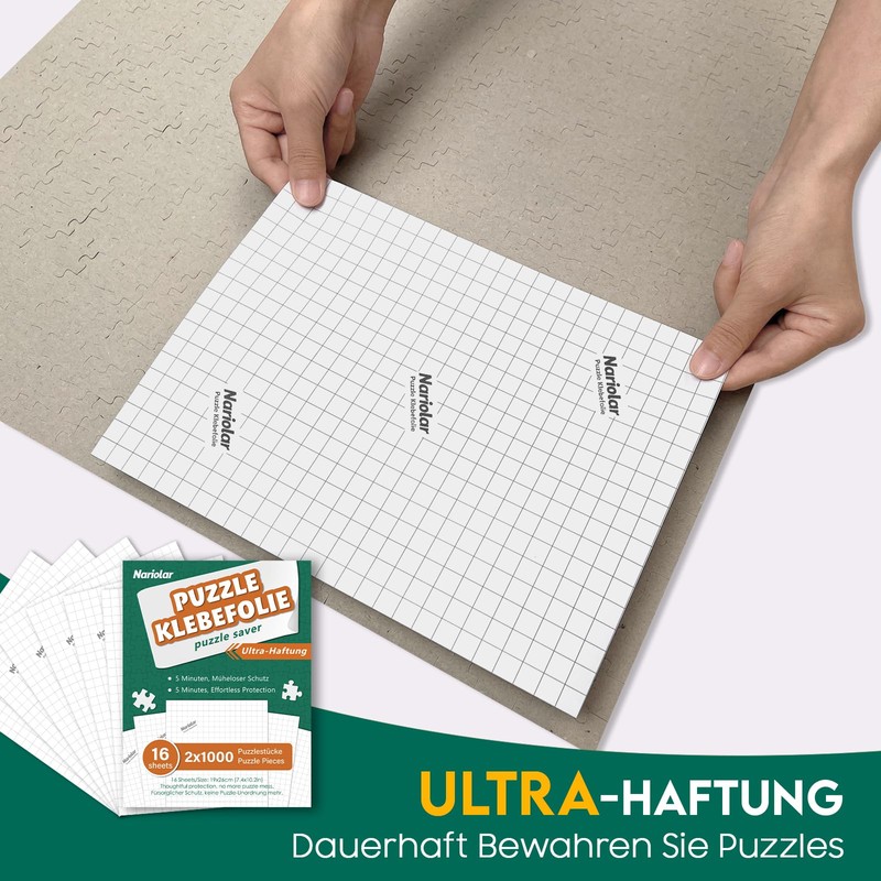 Nariolar Ultra Adhesion Puzzle Glue Sheets; 16 Jigsaw Puzzle Saver