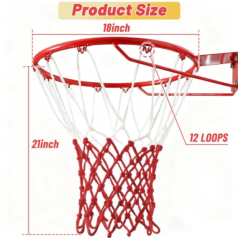Basketball Net 2 Pack, Heavy Duty Basketball Net Replacement Weather