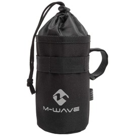 M-Wave Unisex Adult Amsterdam Bottle ISO Bottle Holder Bag Handlebar Bag Insulated Tool Free Assembly with Reflective Logo and Drawstring Closure Black