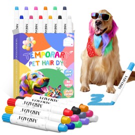 MSDADA Hair Chalk 12 Colours Dog Hair Dye, Temporary Pet Hair Dye Pens for Dogs for Different Grooming, Ideal, Washable Carnival Pet Hair Dye for Dogs, Cats, Horses