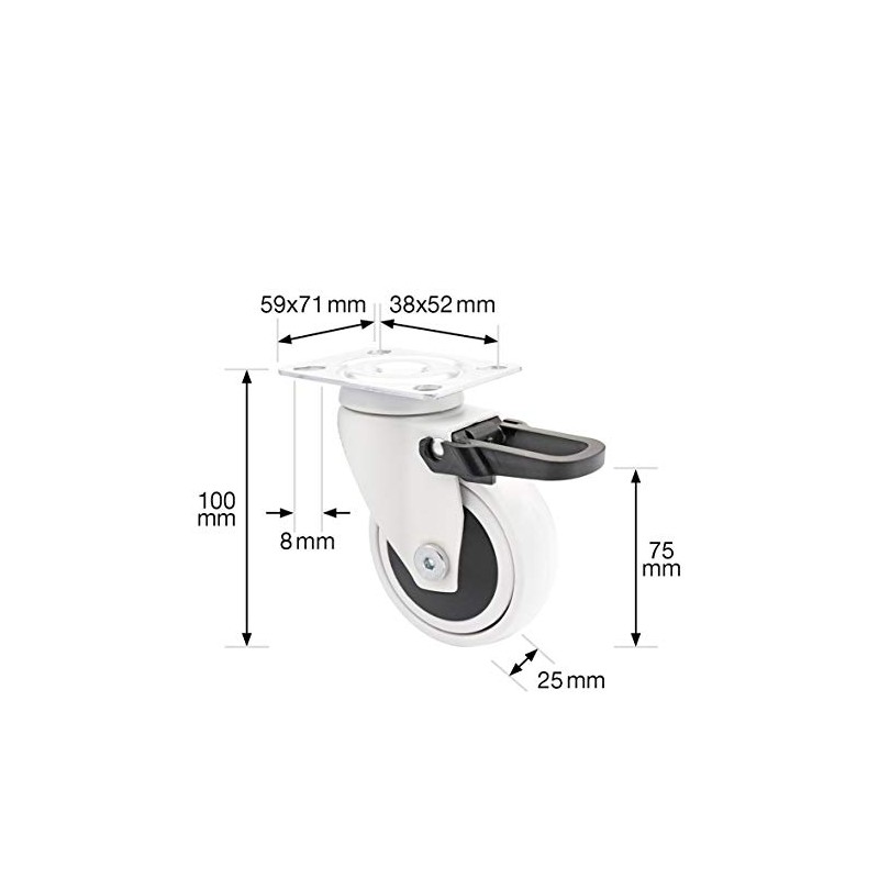 WAGNER design - 3C - swivel castor/furniture castor - white,