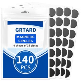 Grtard 140 Pack Round Sticky Magnets with Adhesive Backing, Circle Magnets, Sticky Magnetic Dots, Peel and Stick Magnet with Adhesive for Classroom, DIY, Refrigerator, Whiteboard, Art Projects