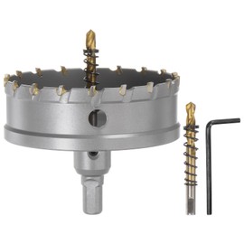 QUARKZMAN Hole Saw 100 mm Carbide Drill Metal Drill Carbide Cutter with 2 Pilot Drill & Hex Key for Stainless Steel Iron Alloy Wood Plastic Copper Aluminium