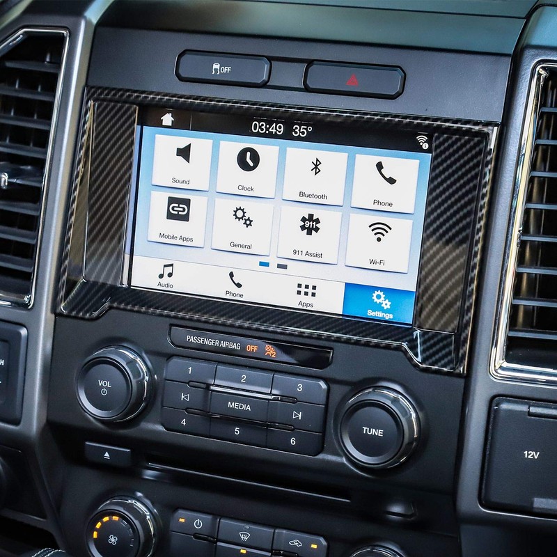 Voodonala for F150 ABS Carbon Fiber Navigation Air Conditioning Volume