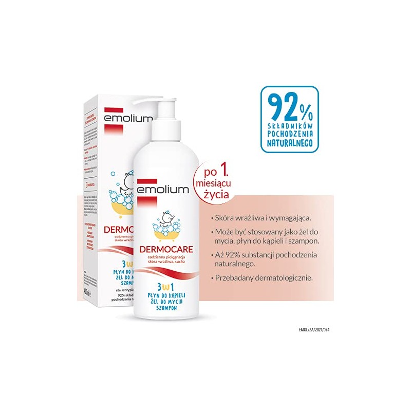 Emolium Dermocare 3-in-1 Bath Suz, Wash Gel, Shampoo 400 ml