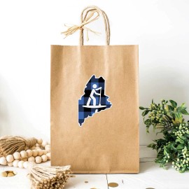 Retroplanet Vinyl Sticker; Maine Paddle Boarding Plaid State Pride, Die Cut Sticker