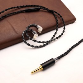 Yongse 2PIN/MMCX/TFZ/QDC IEM Headphone Replacement Cable, 6N OCC 4ft Upgraded Stereo 3.5/4.4mm Balanced Jack, Silver Plated 8 Strand Earphone Earbuds Audio Extension Cord - QDC 3.5mm with Mic