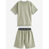 NEXT 3 Pack 100% Cotton Short Pyjamas, Sage Green
