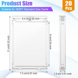 Qeeenar 20 Pcs 360pt Magnetic Card Holder Clear Trading Card Sleeves, Magnetic Cards Case U-V Thick Protection Sleeves Hard Plastic Cards Case for Trading Sports Games Storing Displaying