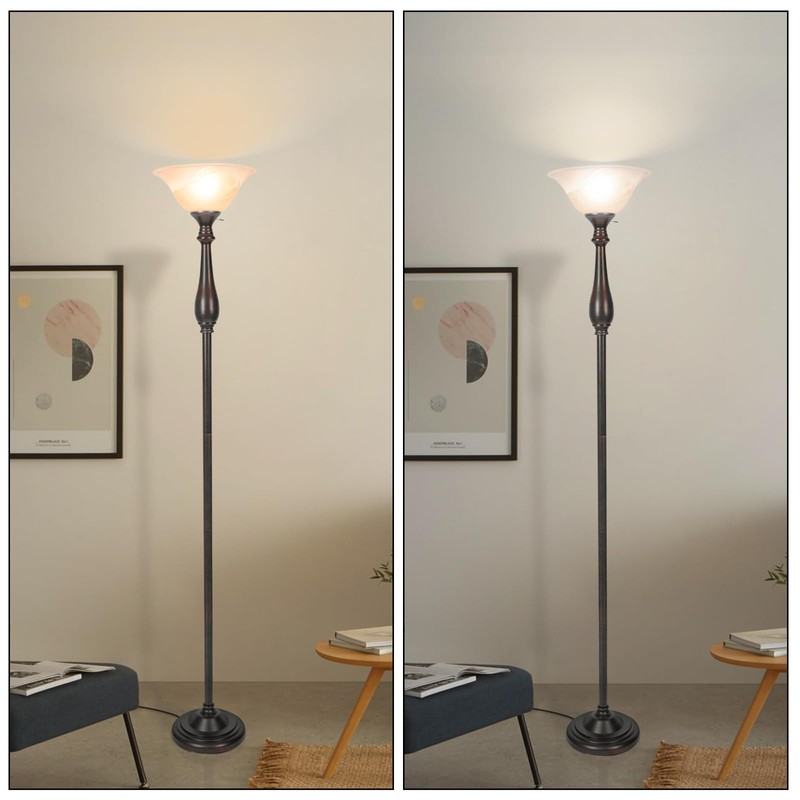 HonoDing Torchiere Floor Lamp for Living Room, Standing Lamp with