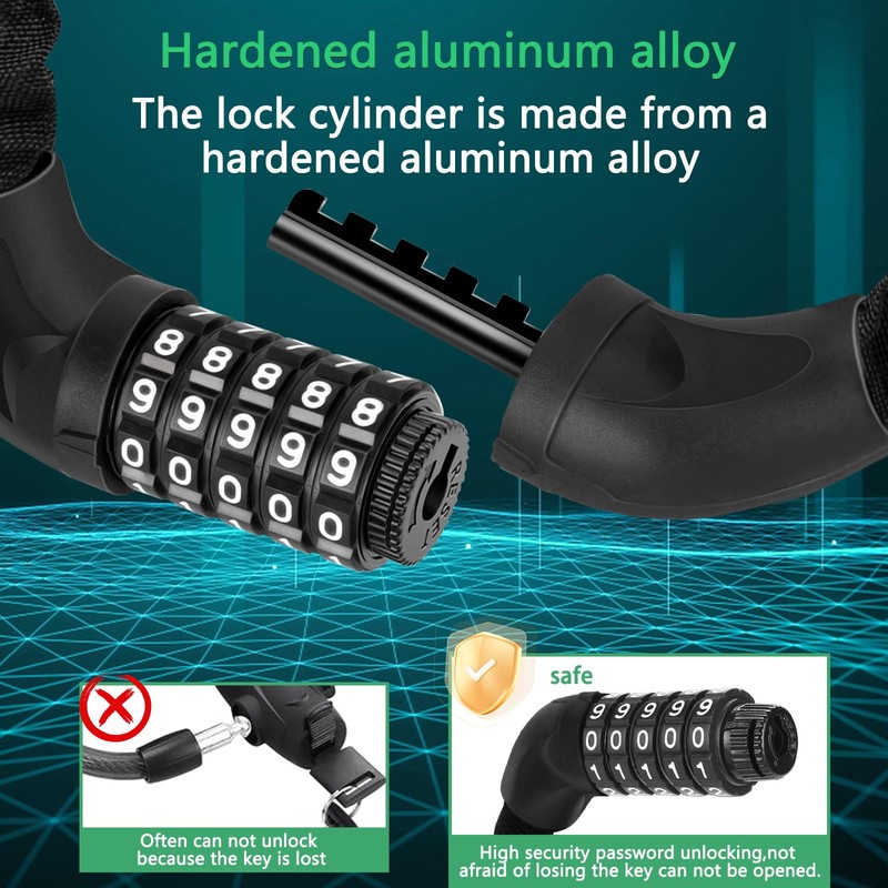 BOLEi Bicycle Lock Combination Lock with 5-Digit Combination Code, Bicycle