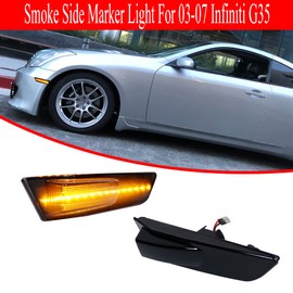 GTINTHEBOX Compatible with 2003 2004 2005 2006 2007 Infiniti G35 2D Coupe D Front Side Marker Light Smoked Lens Amber LED Fender Lamp