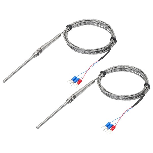 sourcing map 2pcs PT100 RTD Thermocouple Stainless Steel M8 Temperature