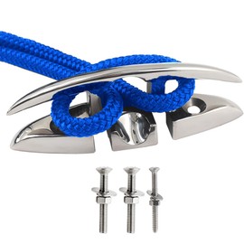 Laorde Boat Cleats 316 Stainless Steel Folding Dock Cleats 6 Inch Marine Grade Rope Cleat Flip Up Dock Cleat for Boat Kayak and Decoration with Fastener 1 Pack