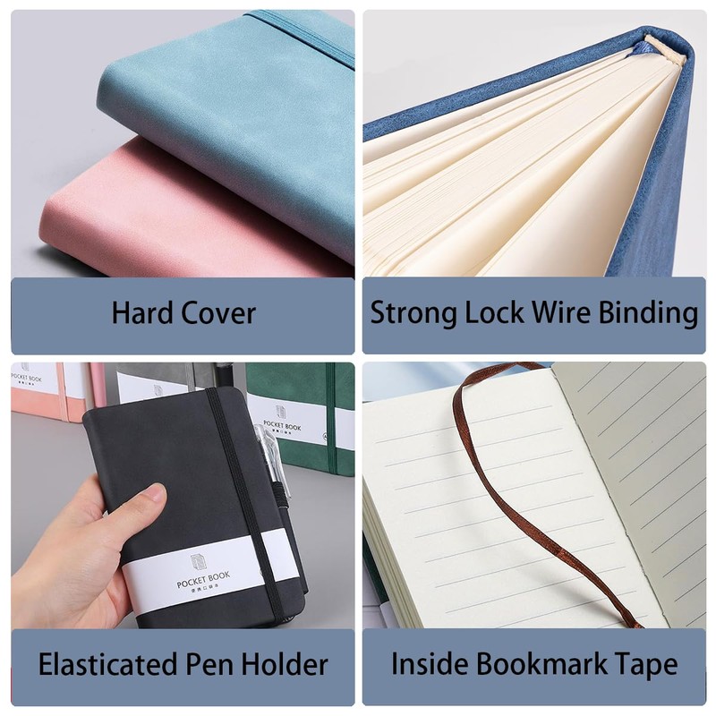 XingyLi 5 Pack A6 Pocket Notebook, Portable Small Hardback Journal
