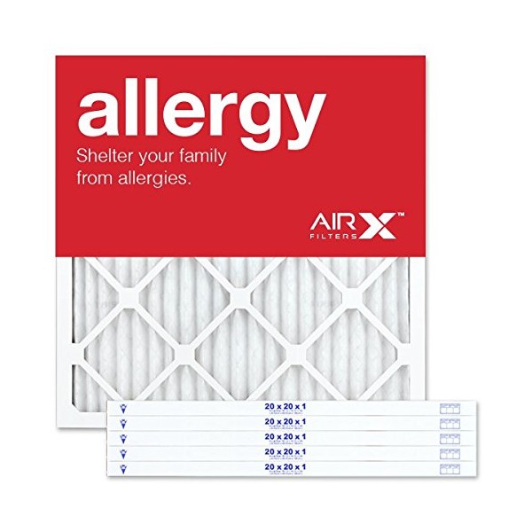 AIRx ALLERGY Premium MERV 11 Pleated Air Filter - Made in the USA - 6-Pack of Filters 20x20x1
