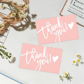 Thank You Cards 50 Pack, Pink Thank You Greeting Cards Multipack Blank Inside | Thank You Notes Special Appreciation Card | Thank You for Your Order for Business, Customer | Store Packaging Card