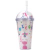 Forreen Cup with Straw and Lid, 450 ml Plastic Cup,