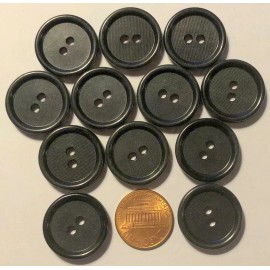 Unbranded Lot of 12 Black Plastic Sew-through Buttons 13/16" 21mm 10183