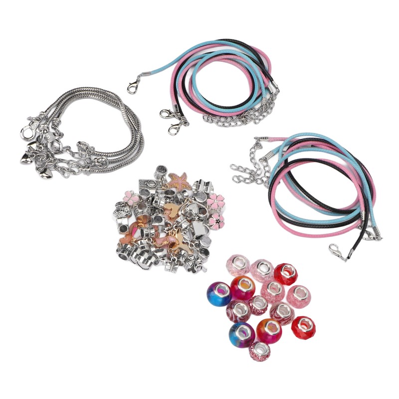 Charm Bracelet Making Kit Basic Bracelets Colored Beads Pendants Jewelry