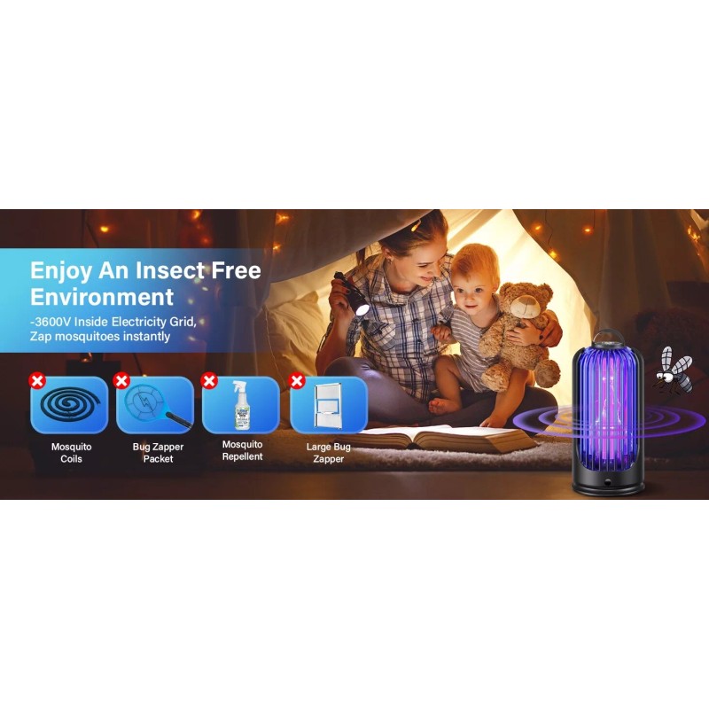 Elechome Bug Zapper for Indoor Outdoor, Rechargeable Mosquito Zapper with