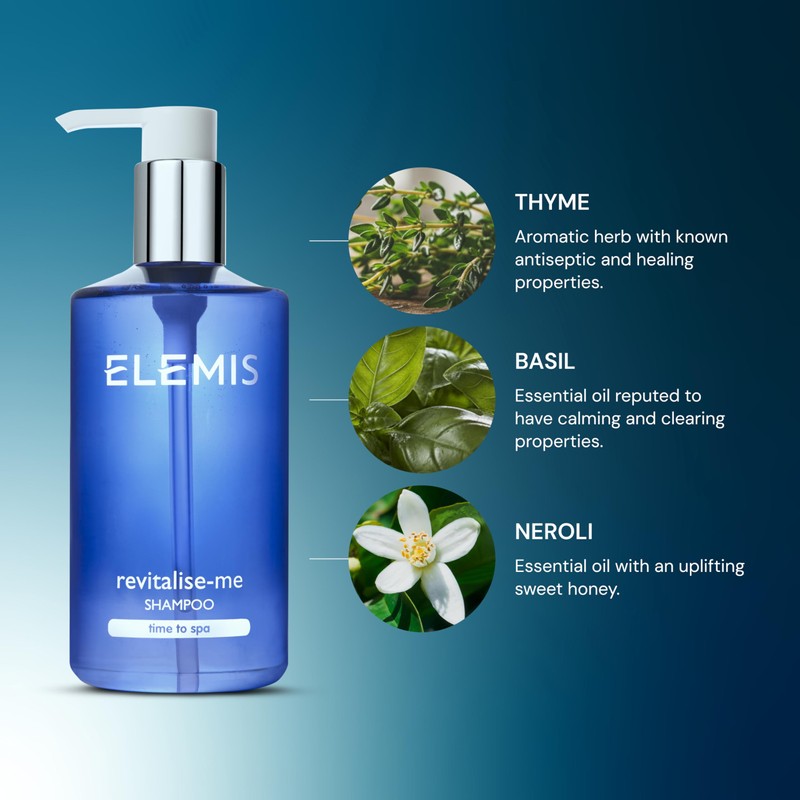 ELEMIS Revitalize-Me Shampoo with Basil,Thyme scent, 10.1 Fl Oz