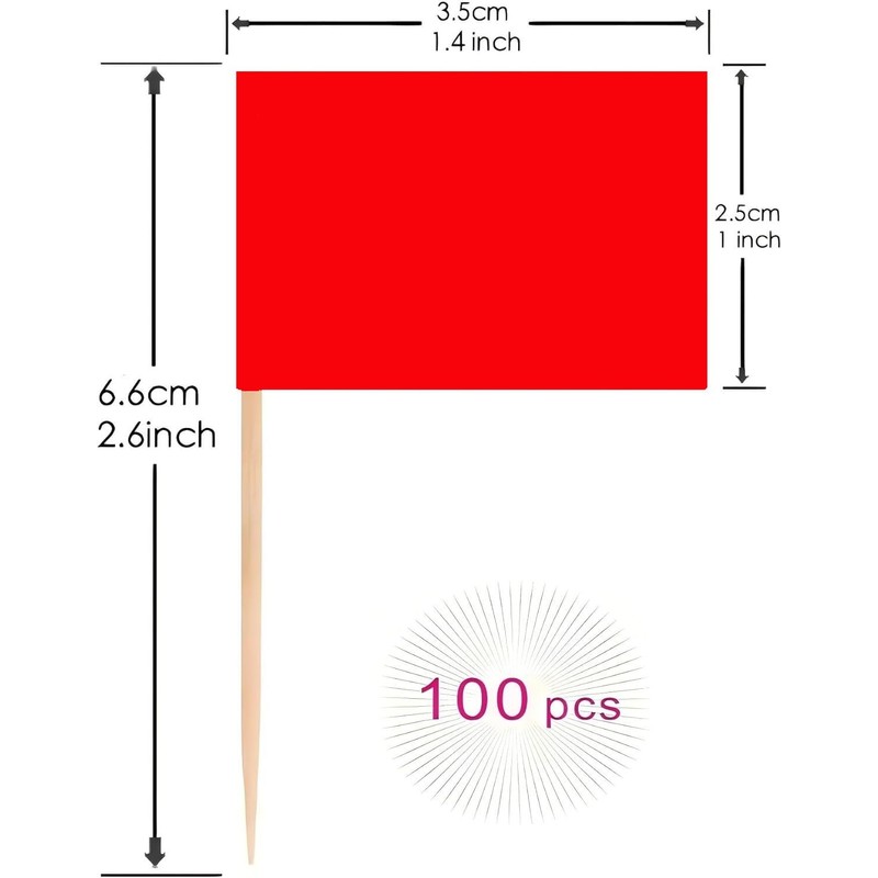 100 Pcs Red Flag Blank Toothpick Flag Small Mini Labeling