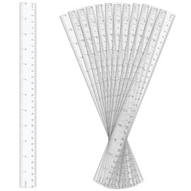12 PCS Clear Straight Edge, 30cm/12in Clear Plastic Ruler, Thick Long Ruler Set, for Teaching in Student School Offices