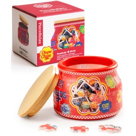 Chupa Chups X PieceRelax 3D Puzzle Jar 64 Plastic Pieces for Adults - Timeless Memories - Pop Energy S Wooden Lid Container for Kitchen Dining Study Living Room No Glue Requied Small [BC1023]