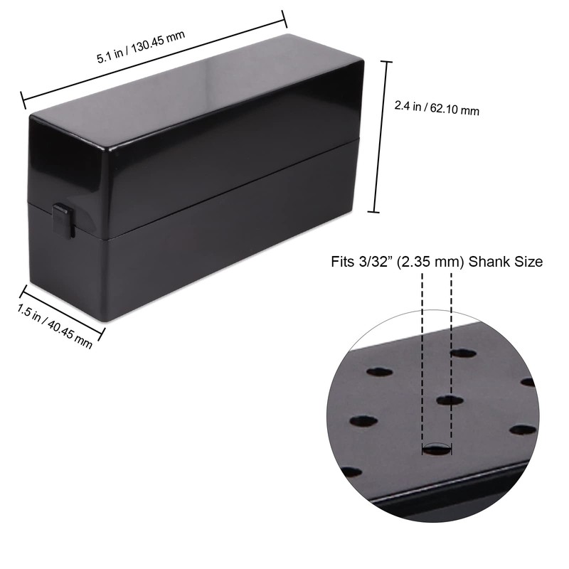 30 Holes Black Rectangle Nail Drill Bit Holder Stand Display