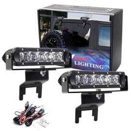 iJDMTOY Above Rear Window Mount Dual 6-Inch LED Light Bar Kit, Compatible with Jeep 2007-up Wrangler JK JL Hardtop, Include (2) 30W LED Lightbar, Back Windshield Hinge Brackets & Wiring Relay